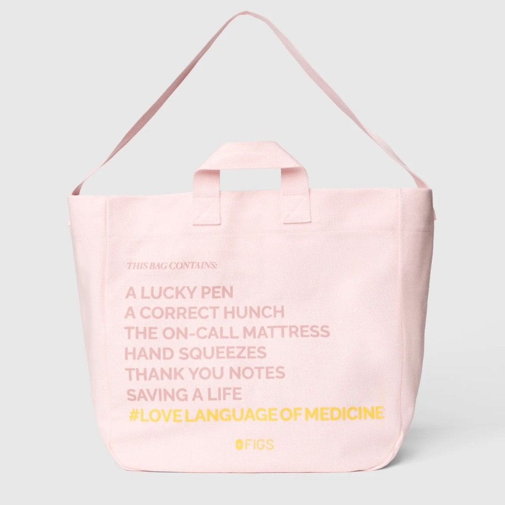 NWT: Figs LIMITED EDITION 
Light Pulmonary Pink Valentine's Graphic Tote